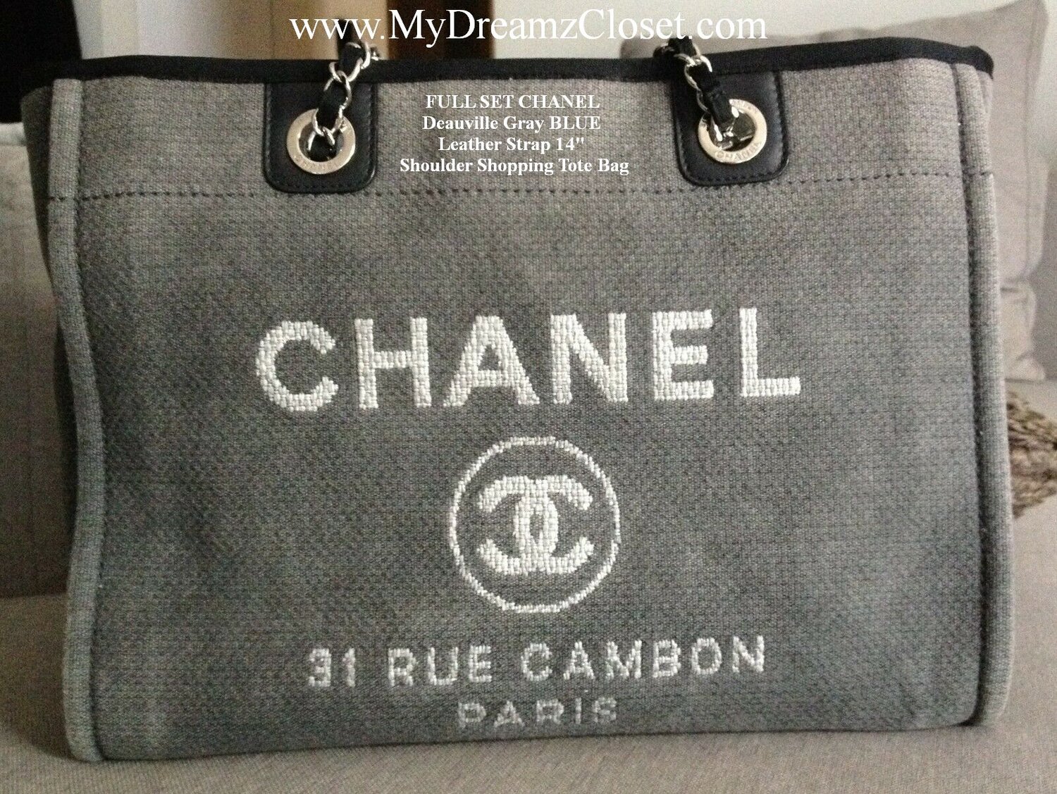 Chanel Grey Canvas Large Deauville Tote in Gray