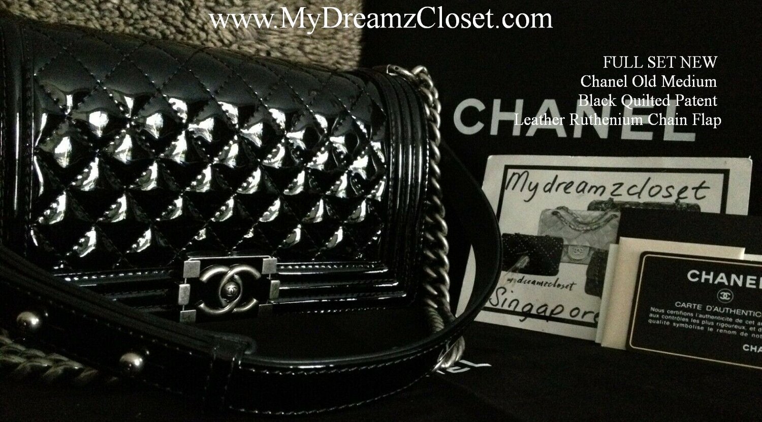 Chanel Boy Flap Bag Quilted Caviar New Medium Black Authentic W Dust Bag  Card