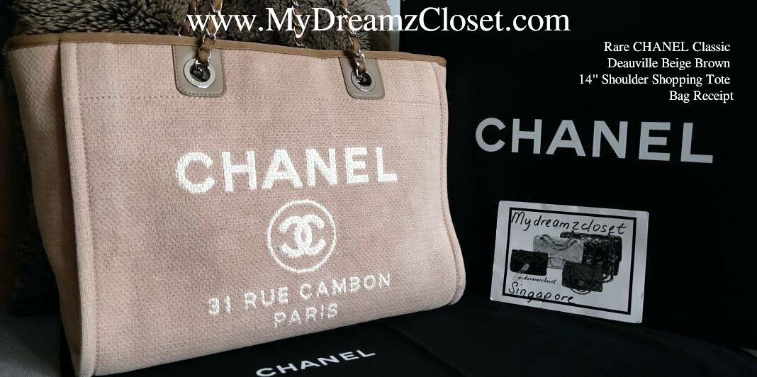 Chanel Brown Mini Deauville Tote Beige Leather ref.122425 - Joli Closet