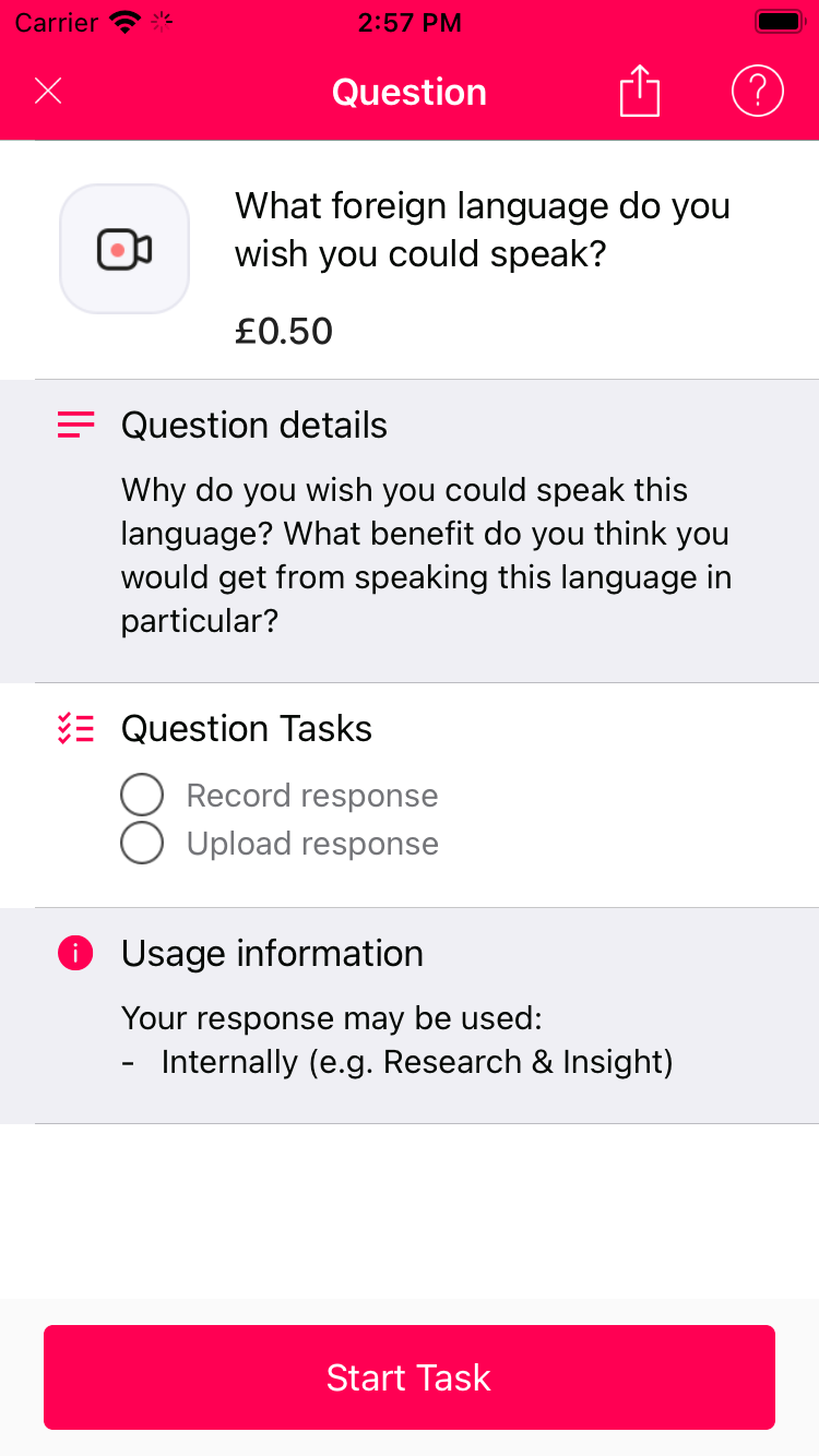 Voxpopme video research consent flow