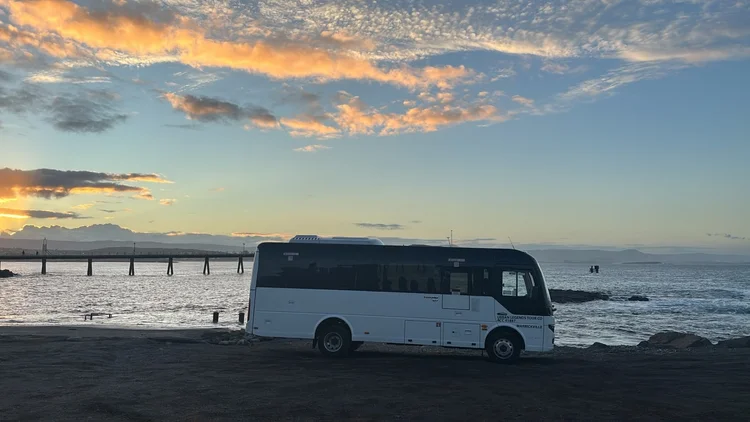 South Coast beach at sunset, skydive landing zone territory