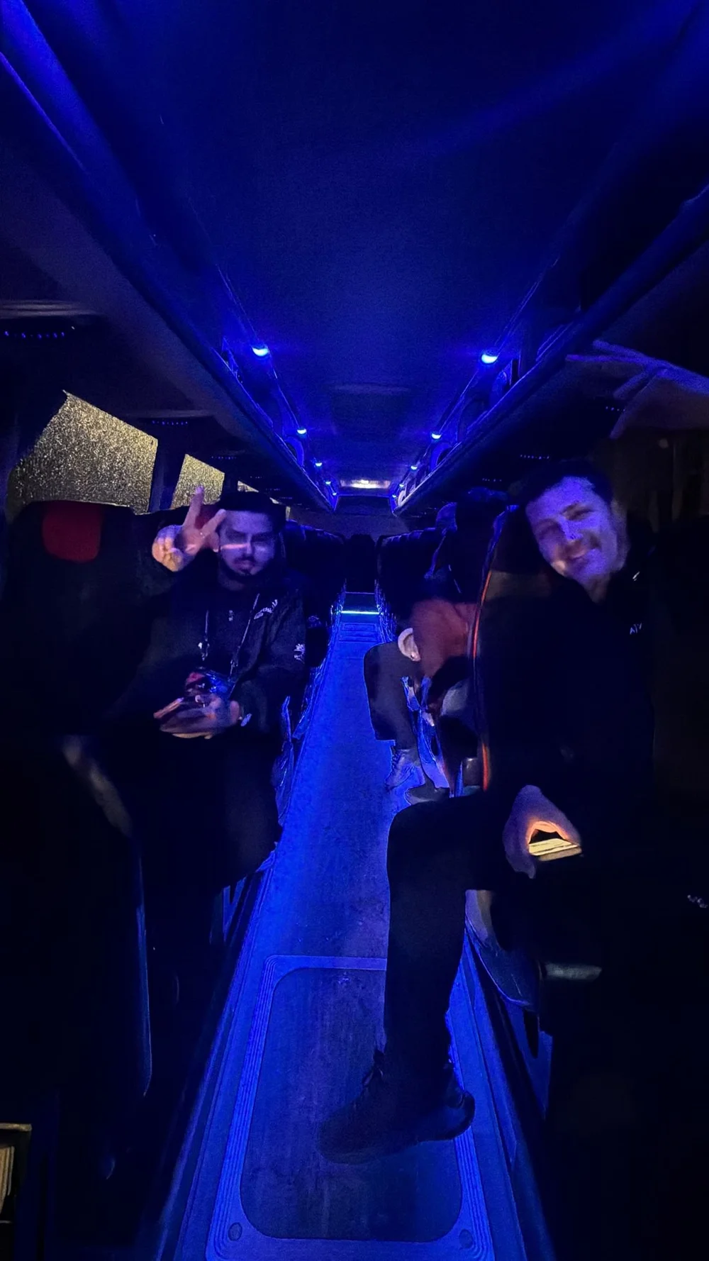 Party bus interior with LED lighting, Sydney