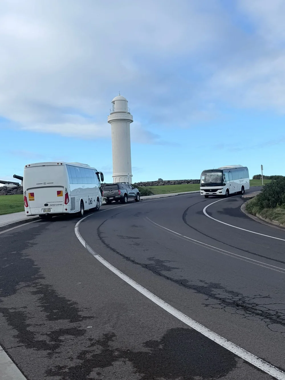 Urban Legends 18-seat Mercedes Sprinter Luxury and coach parked together for a Wollongong charter