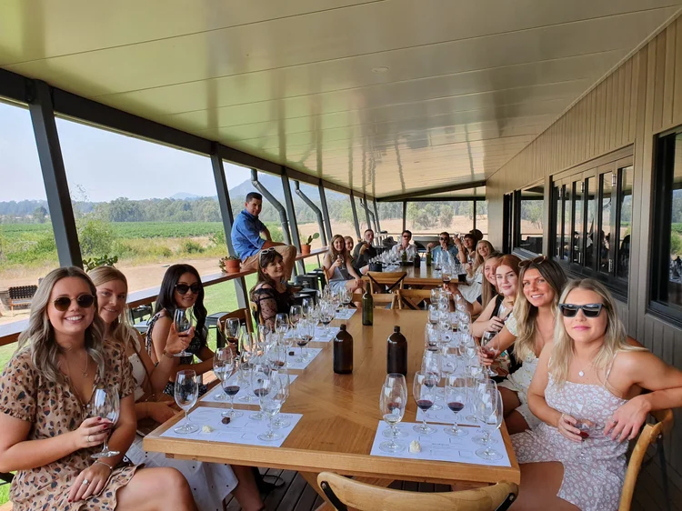 Long lunch for a large group on a Hunter Valley winery verandah