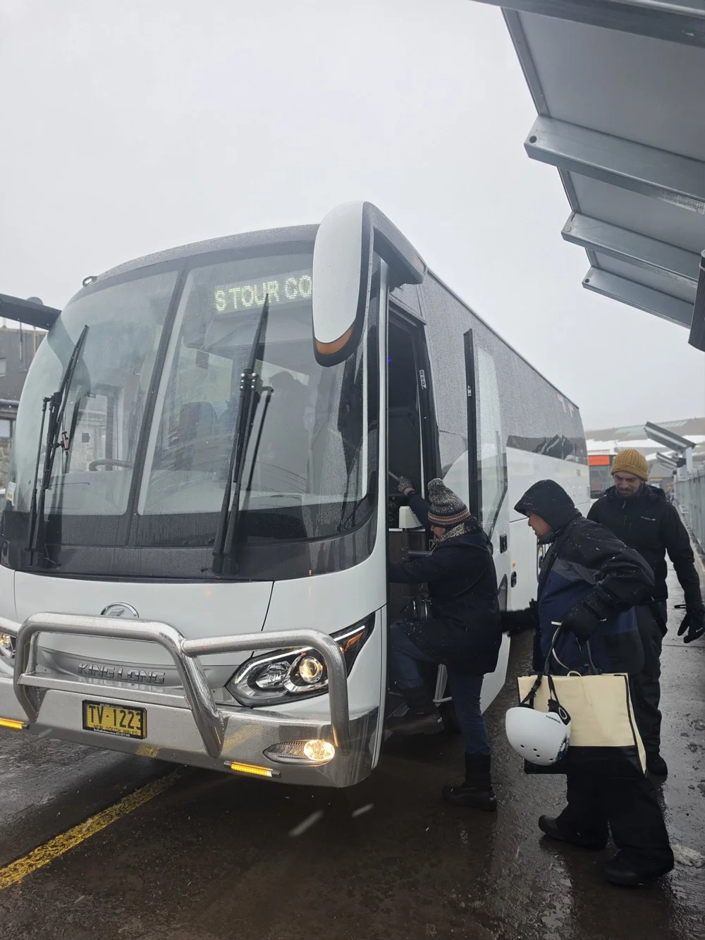 Urban Legends luxury coach and transfer van parked at the Perisher slopes on a bus to the snow from Sydney