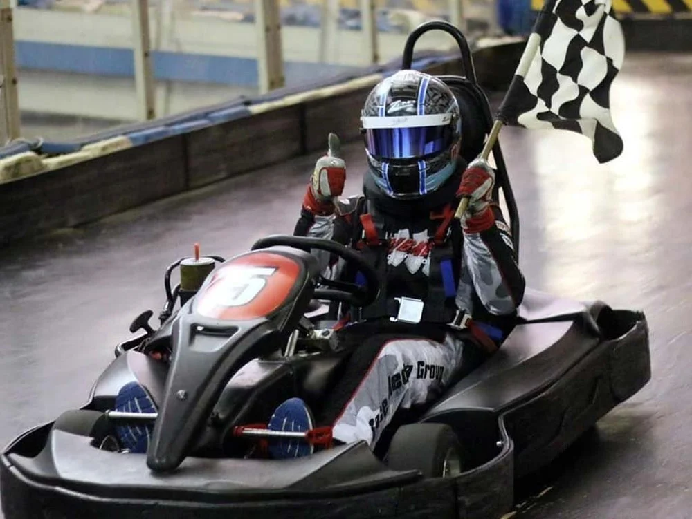 Go karts on the track during a Sydney bucks party activity day