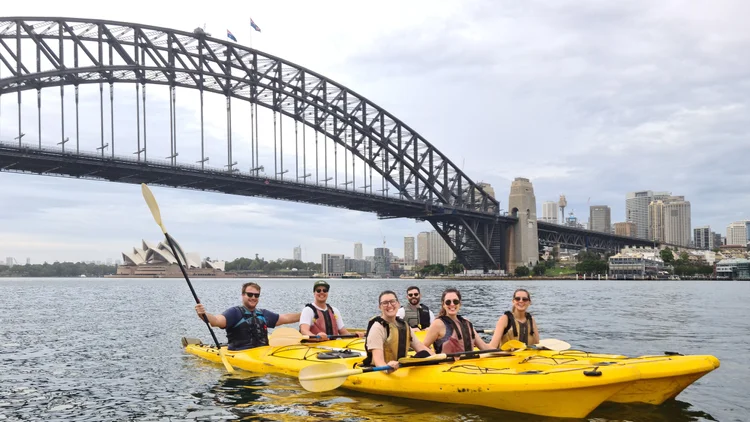 Kayaking on Sydney Harbour beneath the Harbour Bridge