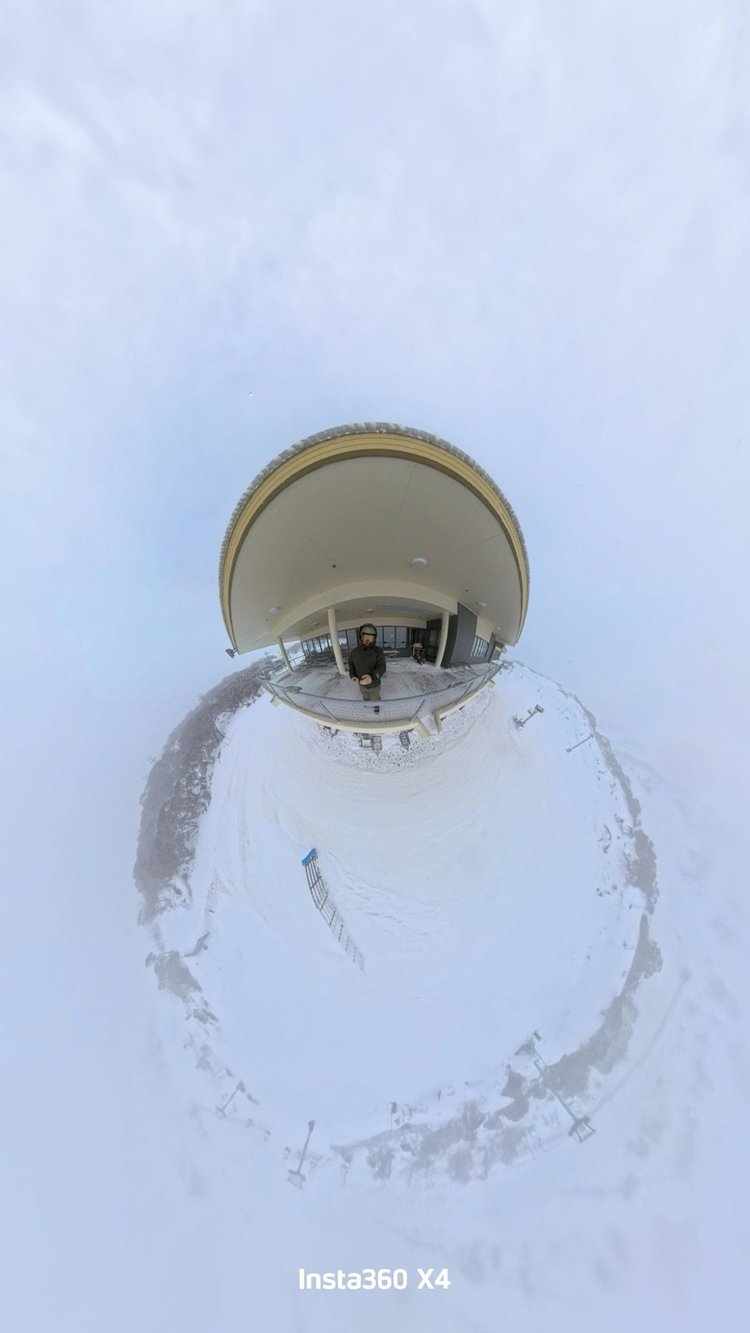 360 tiny planet photo at Perisher resort on a snow trip