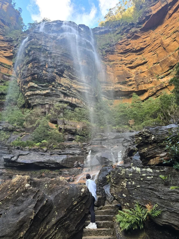 Blue Mountains waterfall on the full-day mountains leg of our jam-packed 3-day private Sydney tour