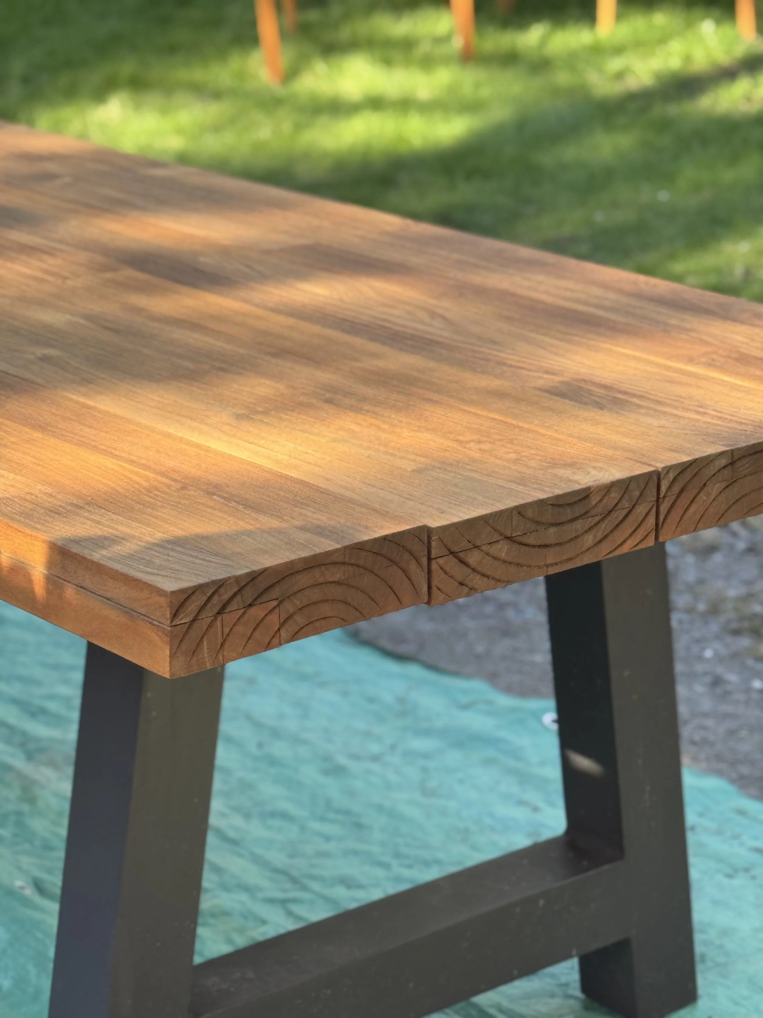 Restored teak table with warm honey finish in Whitchurch-Stouffville, ON