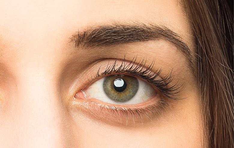 Lashes after a classic half set — natural, defined length.