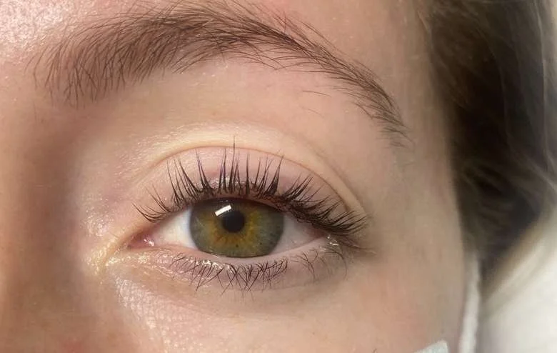 Lifted, curled lashes after a lash lift at DC Lash Bar.