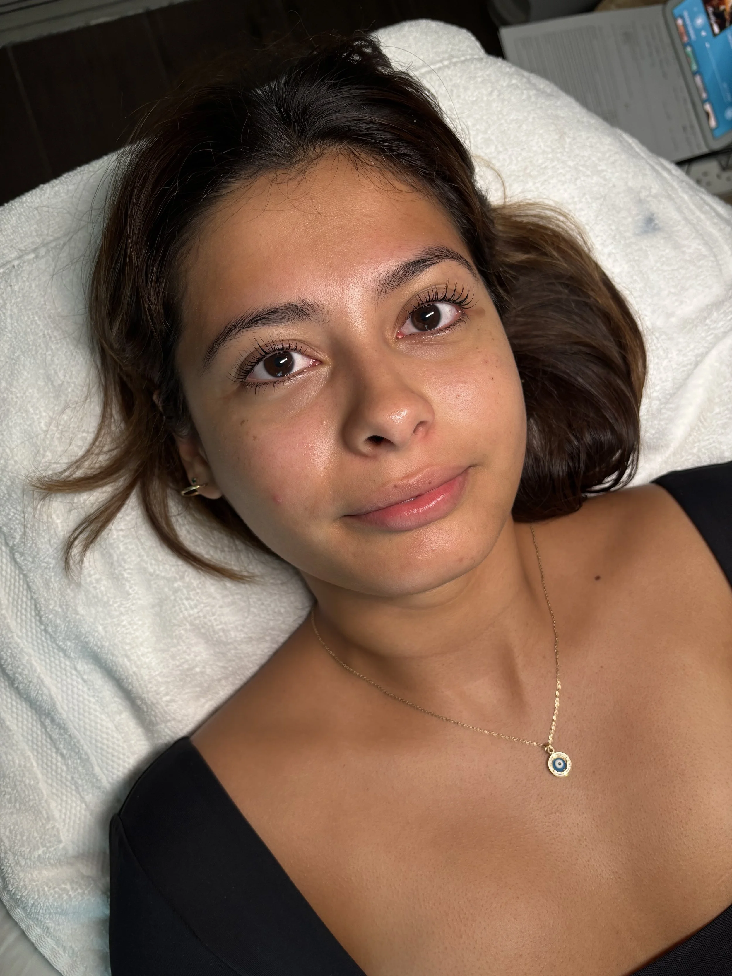 Vegan lash lift and tint result on a real guest.