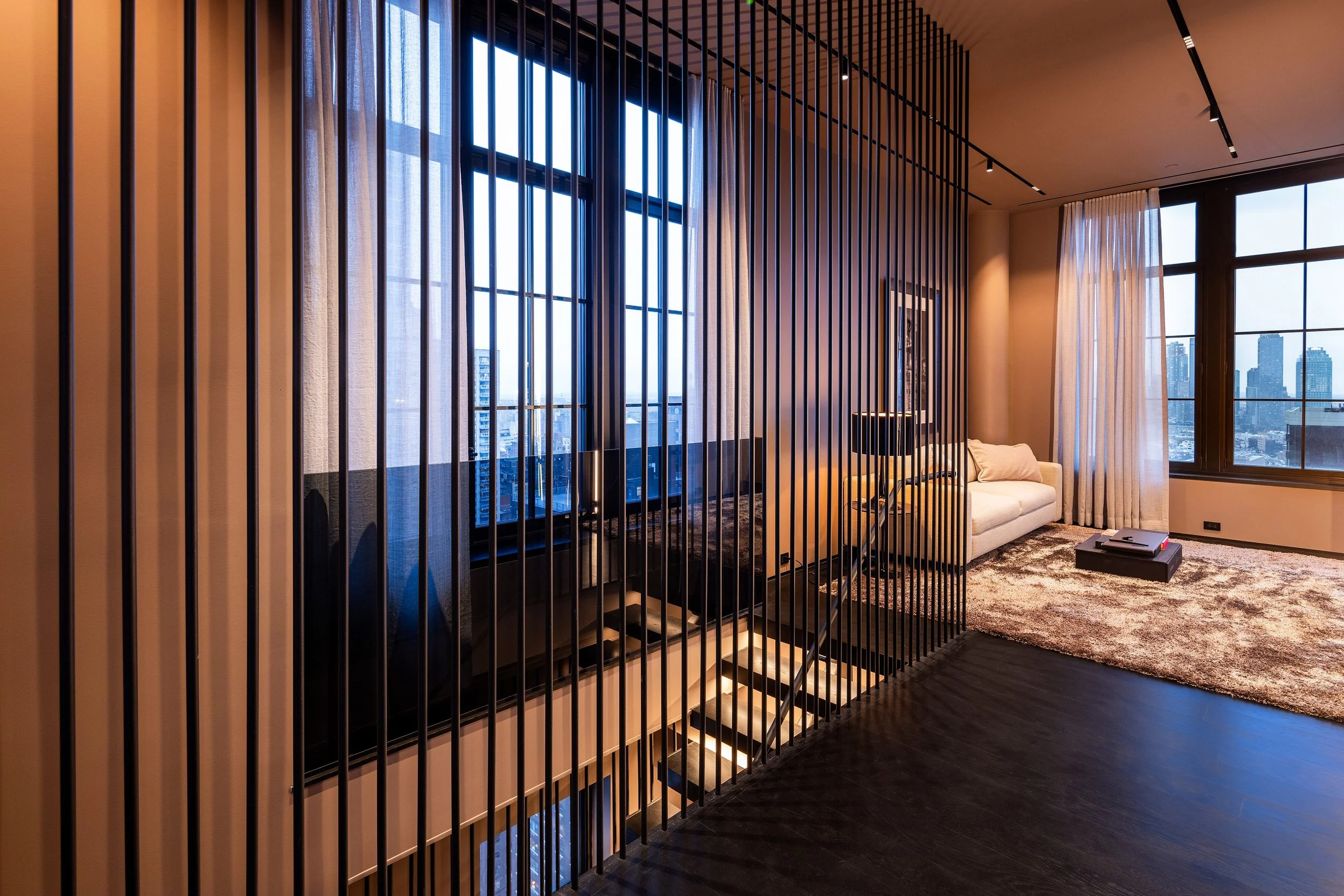 Floating staircase at blue hour - photography by Studio Basel Media