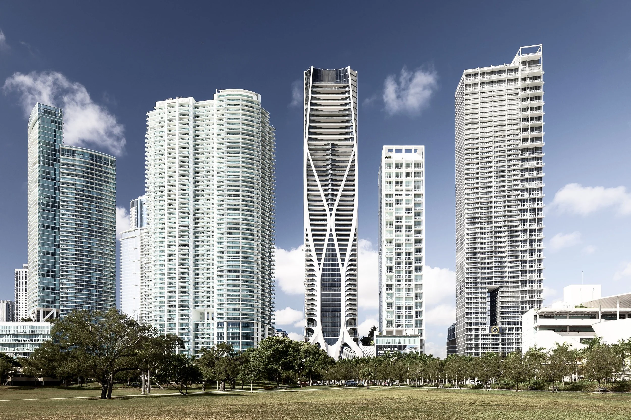 The exoskeleton among Miami towers - photography by Studio Basel Media