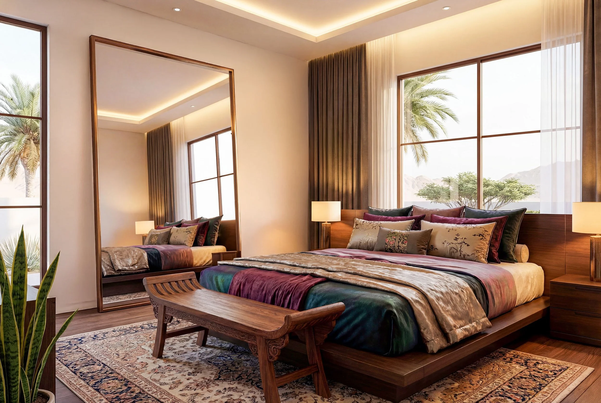 Photoreal bedroom visualization for Business Tower, Lusail by Studio Basel Media
