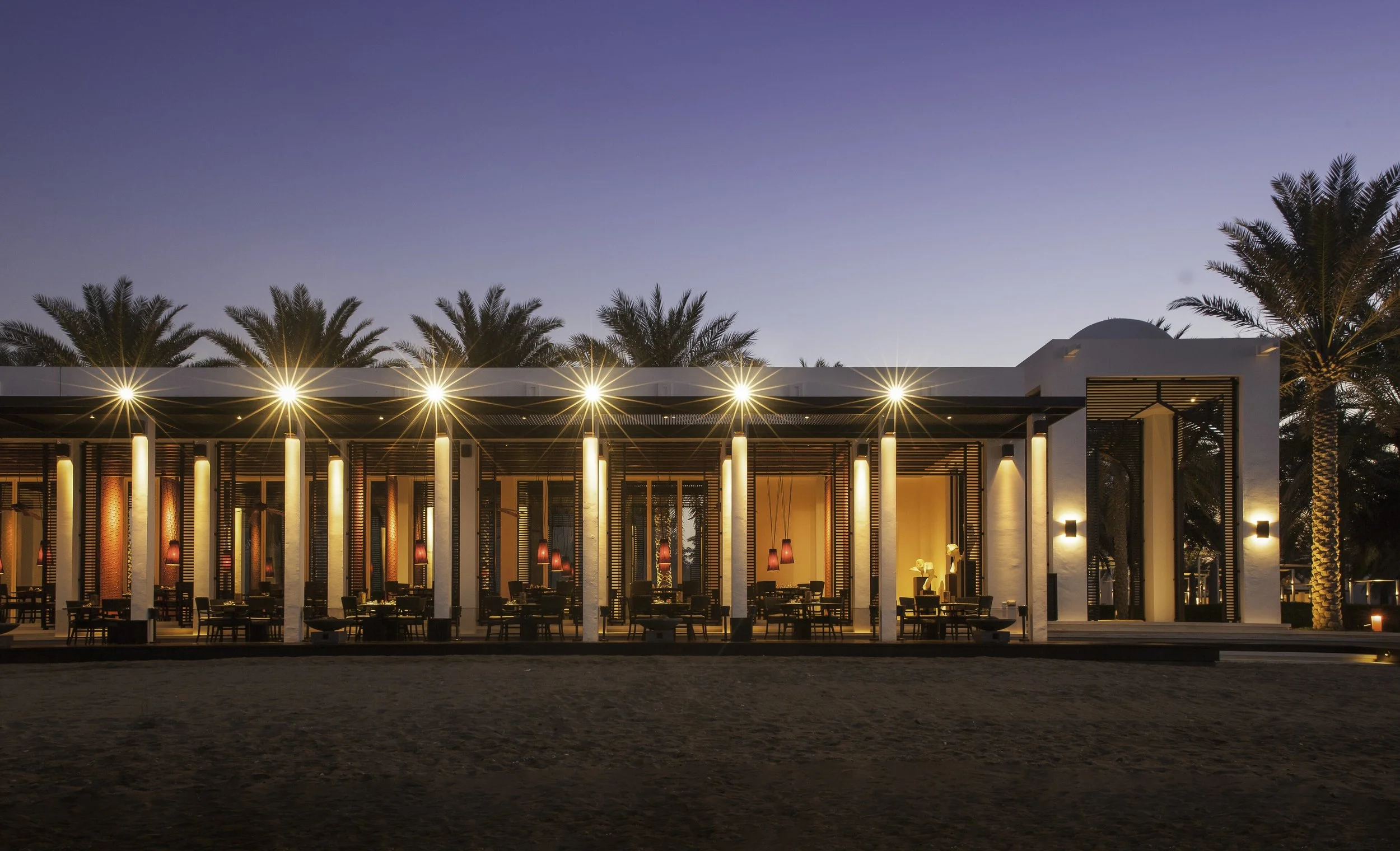 The Chedi Muscat luxury resort at dusk photographed by Basel Almisshal, Studio Basel Media