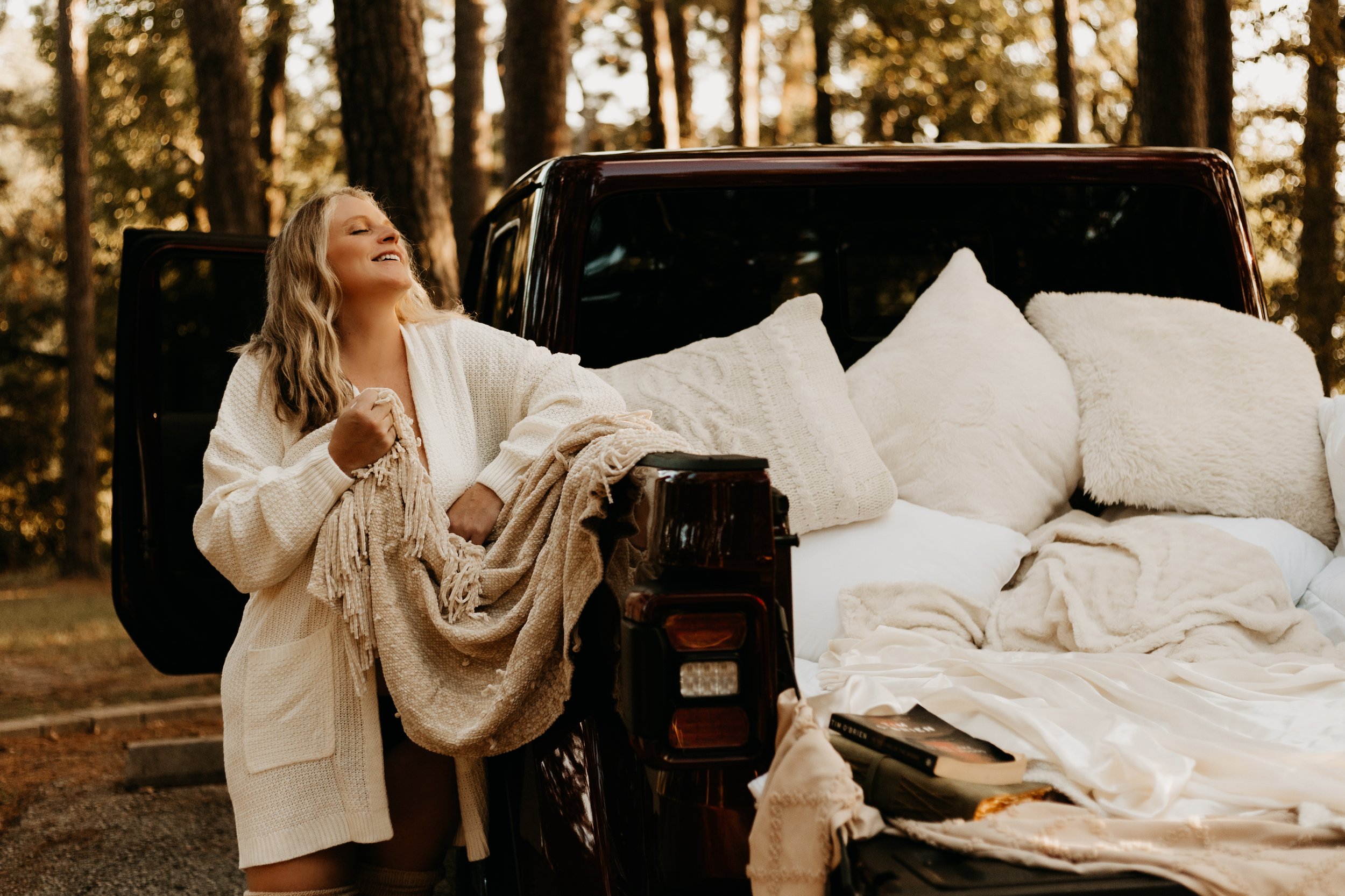 Soft vintage aesthetic boudoir with muted tones and greenery
