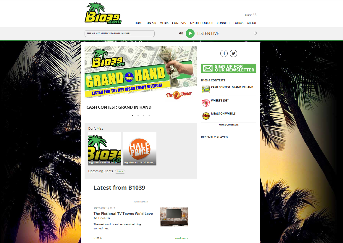 B103.9 radio station website supported during my work at Beasley Media