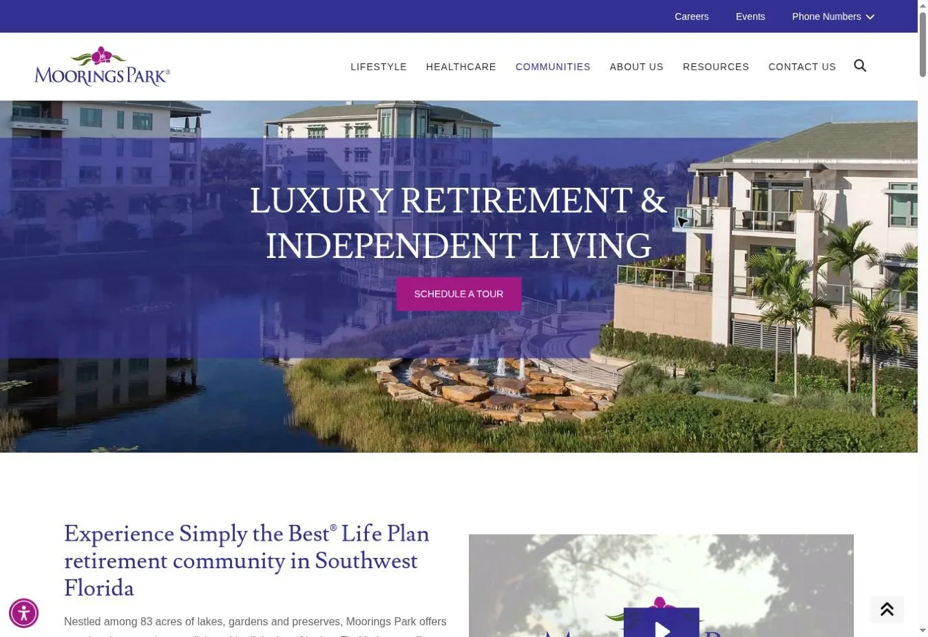 Current Moorings Park website shown for organizational context