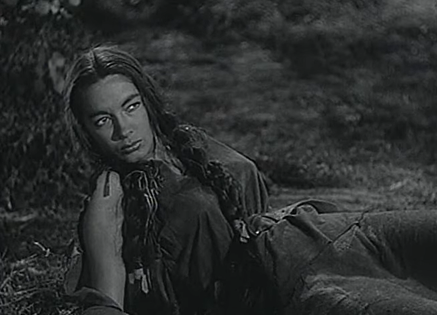 Elizabeth Threatt as Teal Eye, the Blackfoot woman at the center of the cross-cultural romance in Howard Hawks's 1952 western The Big Sky