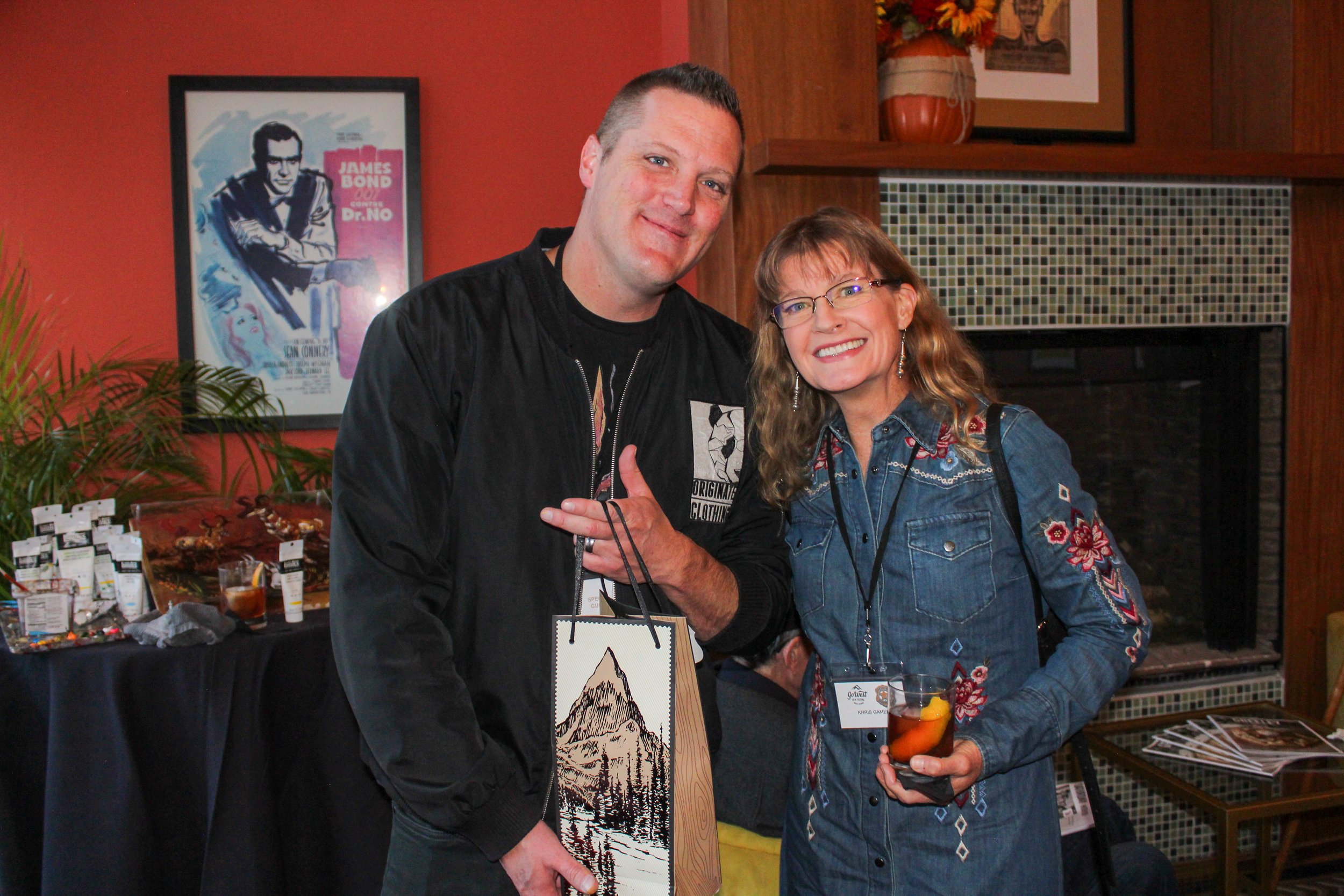 Cody Kuehl visiting with a festivalgoer at a Go West Film Festival meet-and-greet event