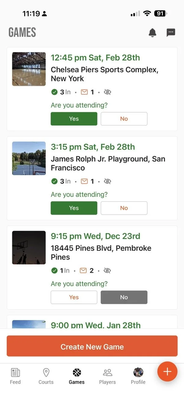 Fullcourt Games Screen