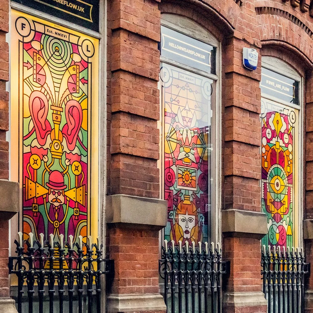 Window vinyls at Flow in Manchester