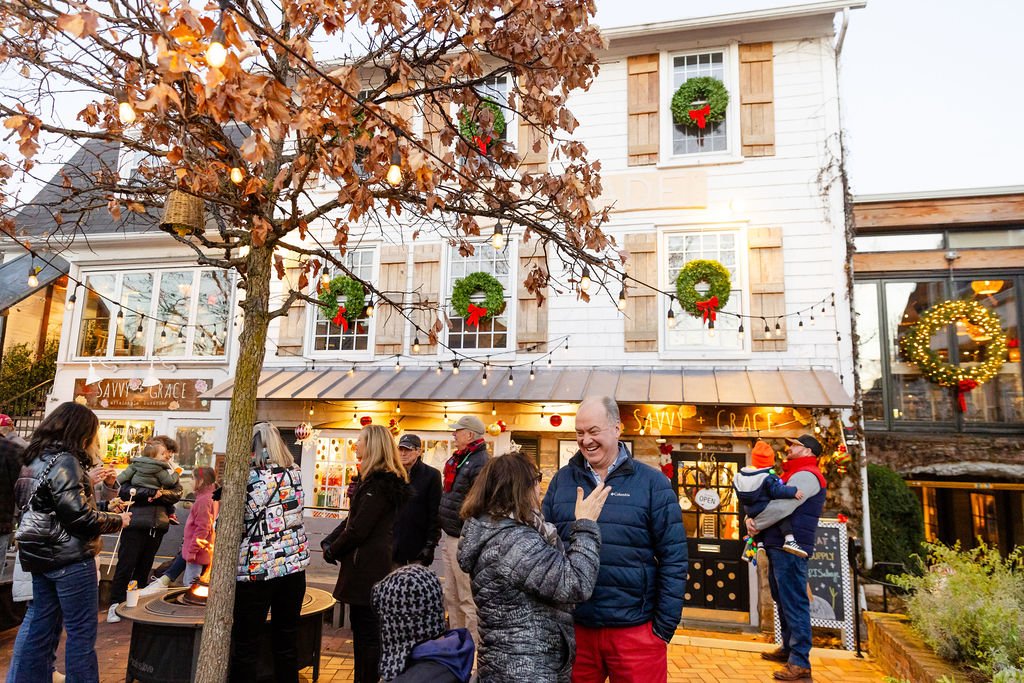 Decorated storefronts downtown