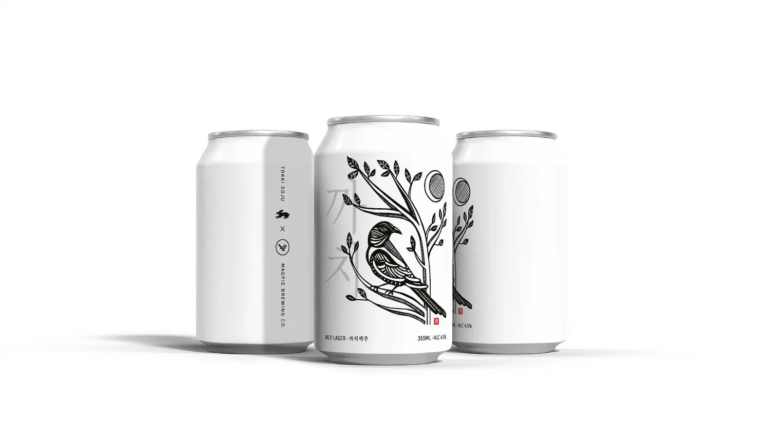 토끼소주 × 맥파이 까치 맥주 캔 — 주류 브랜드 협업 커스텀 맥주