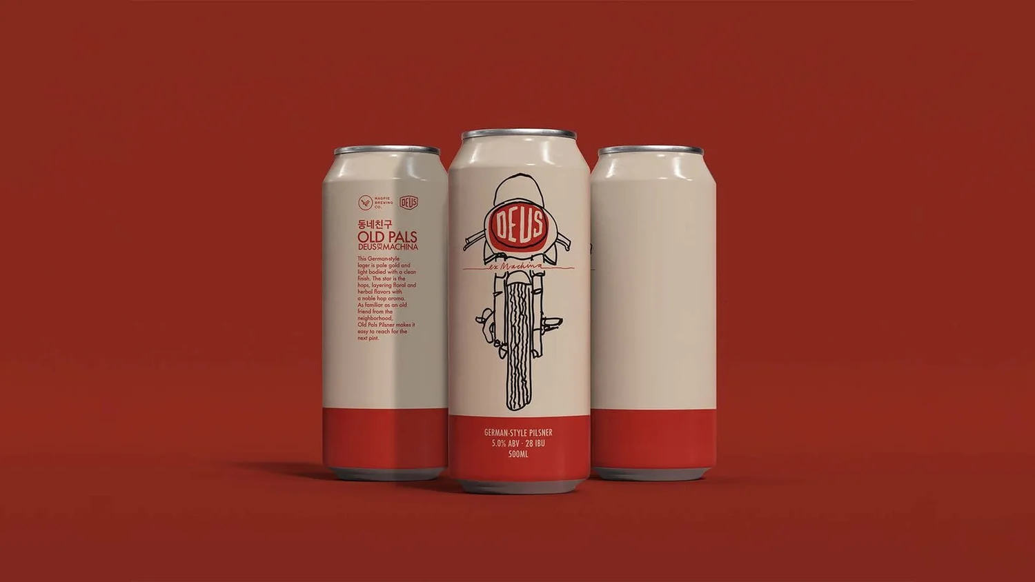 데우스 엑스 마키나 전용 맥주 Deus Beer 캔 — 브랜드 커스텀 맥주