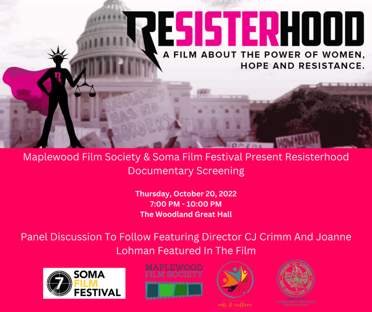 Resisterhood Flyer October 20 at the Woodland Great Hall