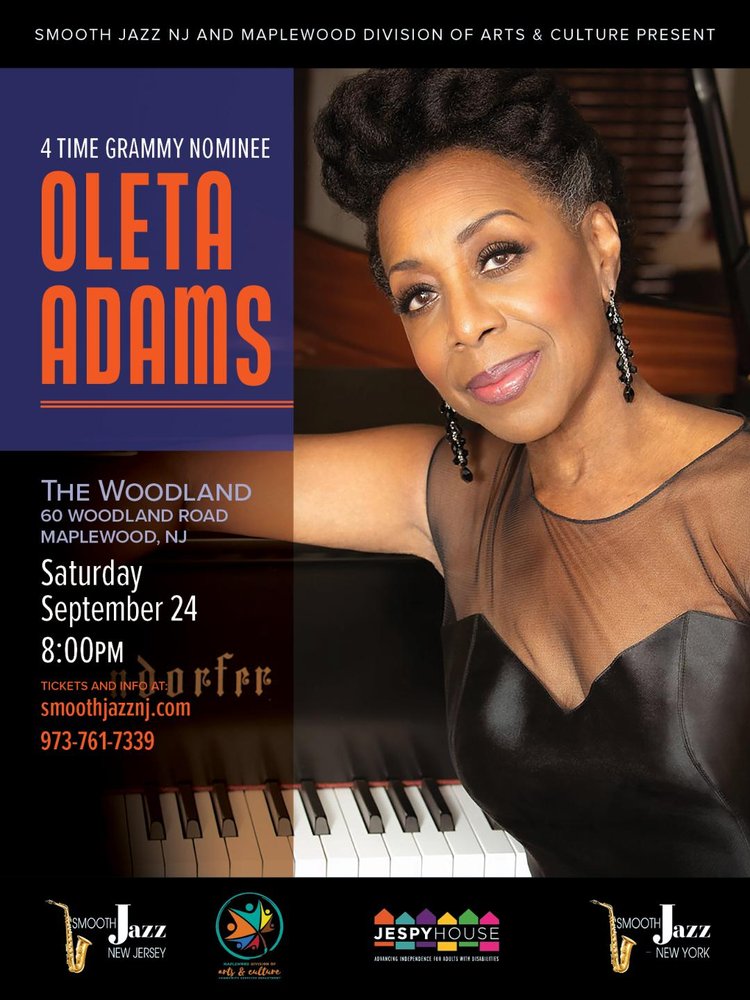 Oleta Adams Gif. Saturday September 24 at the Woodland.