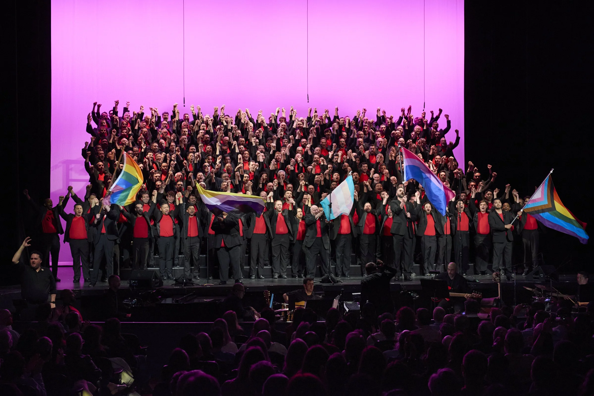 San Francisco Gay Men's Chorus performing on stage.