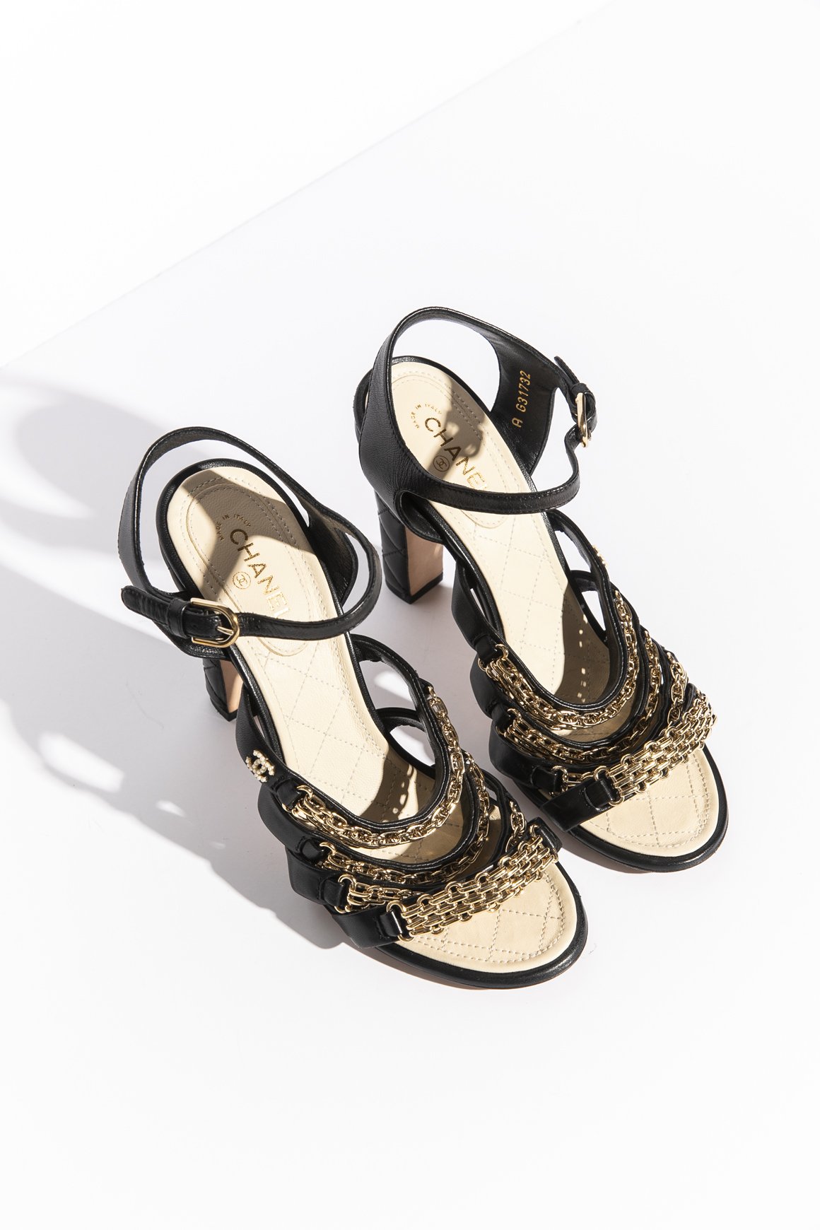 CHANEL Black & Gold Block Heels (Sz. 38.5) (Copy) — MOSS Designer