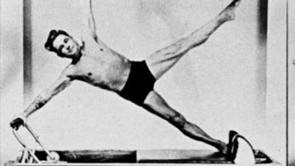 Joseph Pilates on reformer.