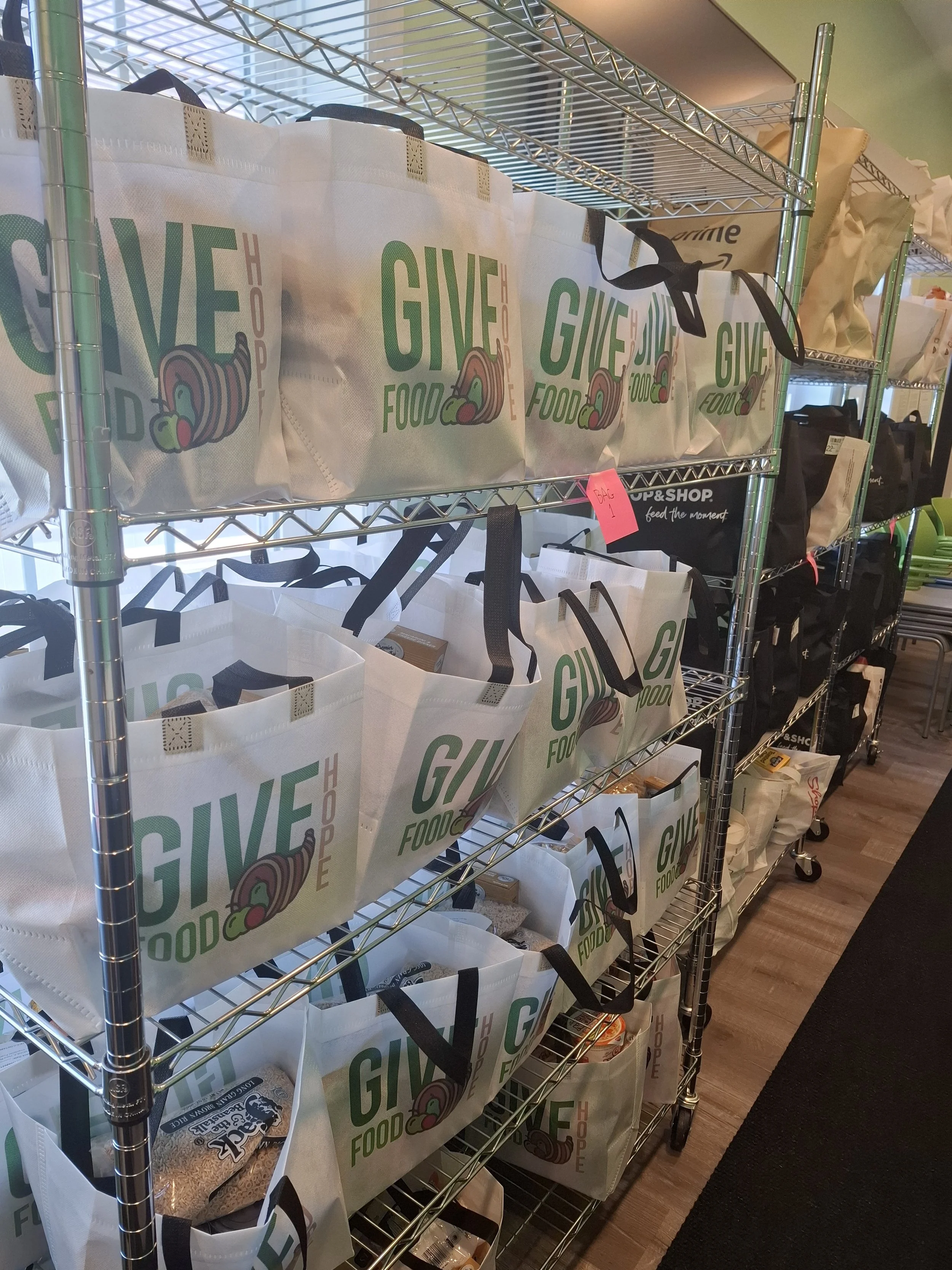 Give Food Give Hope bags prepared for local families