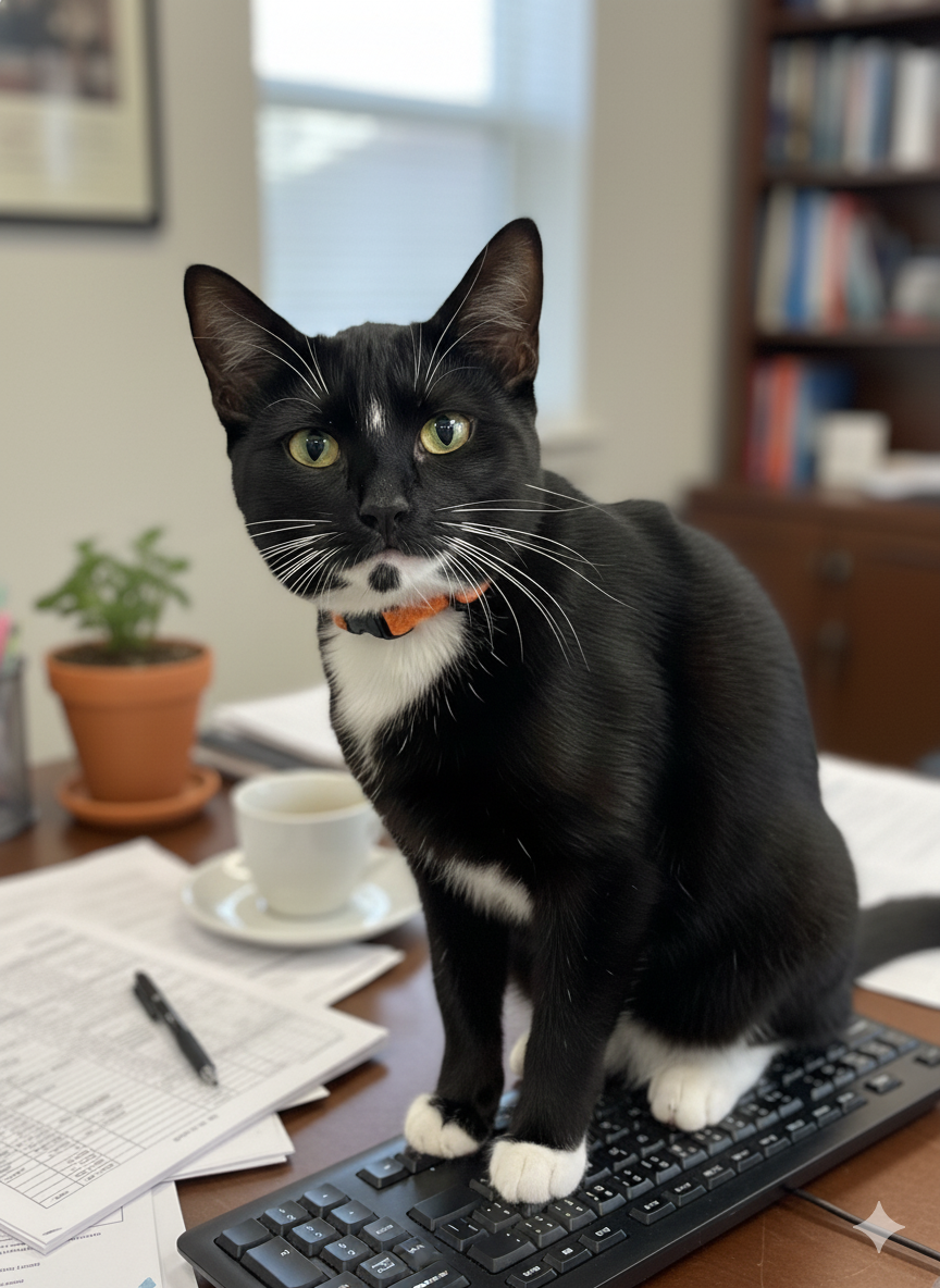 Black cat beside a teacup
