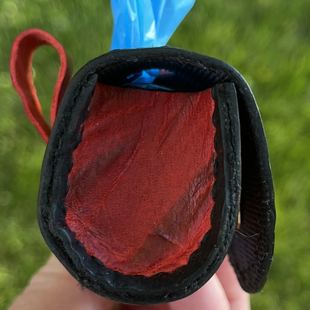 leather doggie poop bag holder