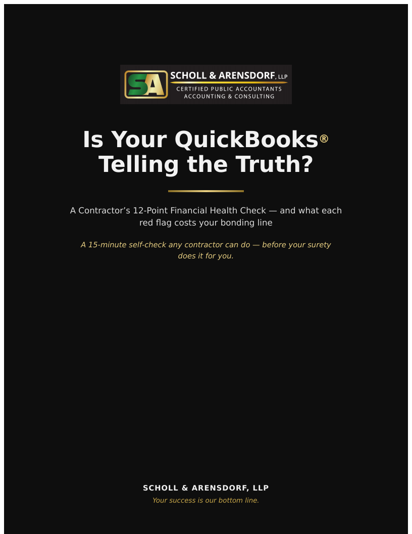 Cover of the QuickBooks Red Flag Report for contractors