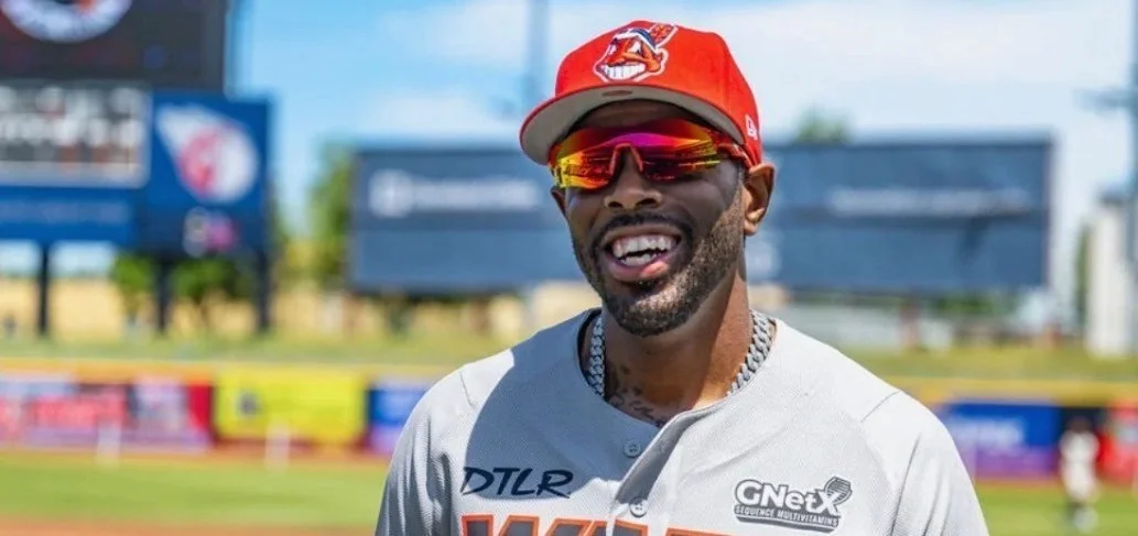 Jacques Evans on the field at a Celebrity Softball Game