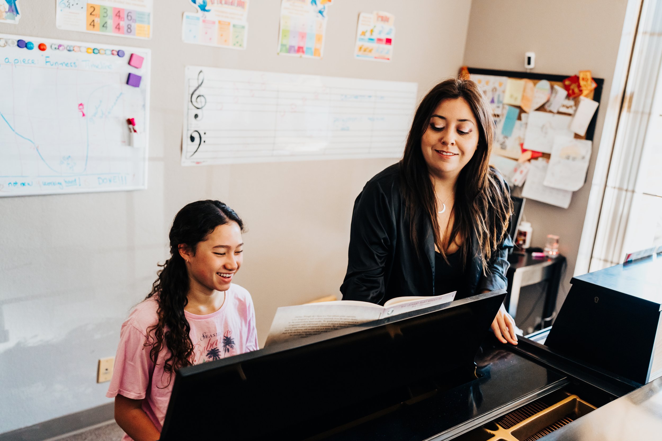 Music lesson at the piano