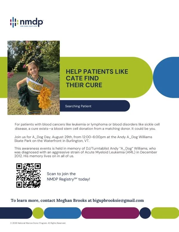 NMDP flyer asking people to help patients like Cate find a matching blood stem-cell donor