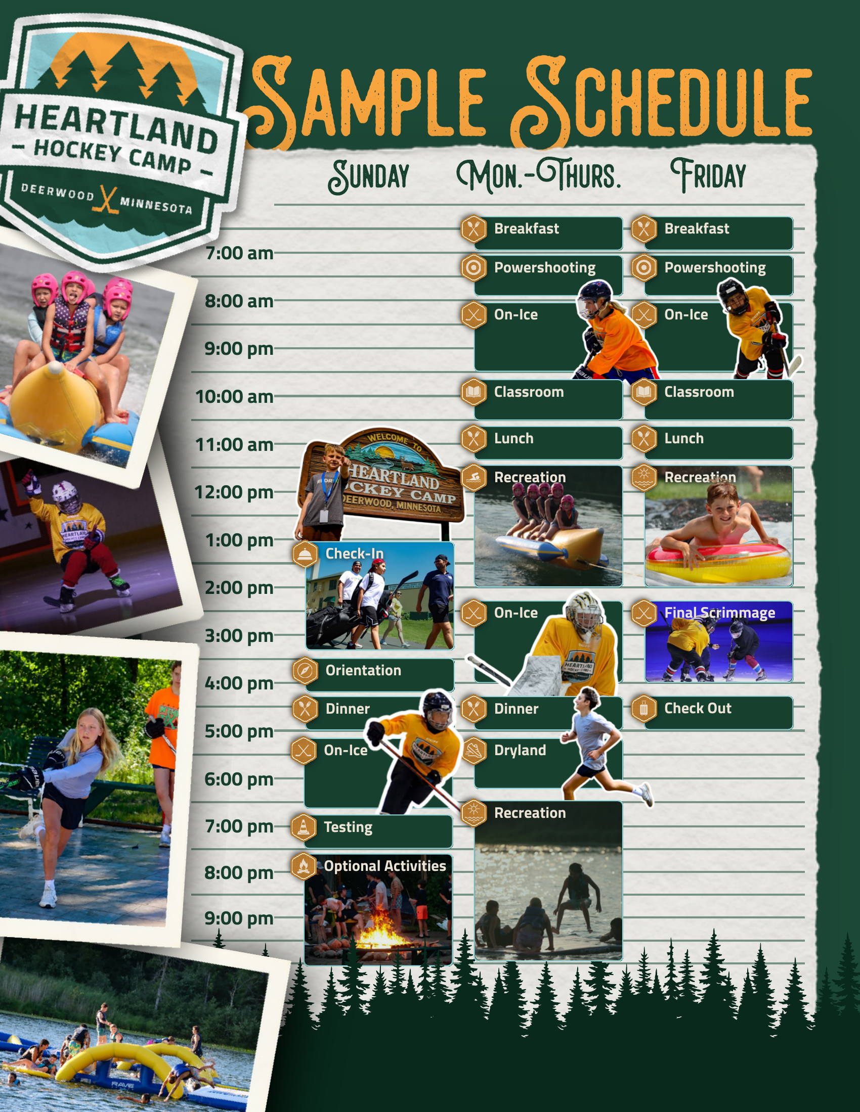 Heartland Hockey Camp sample daily schedule