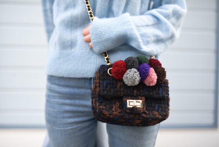 chanel blue clutch purse