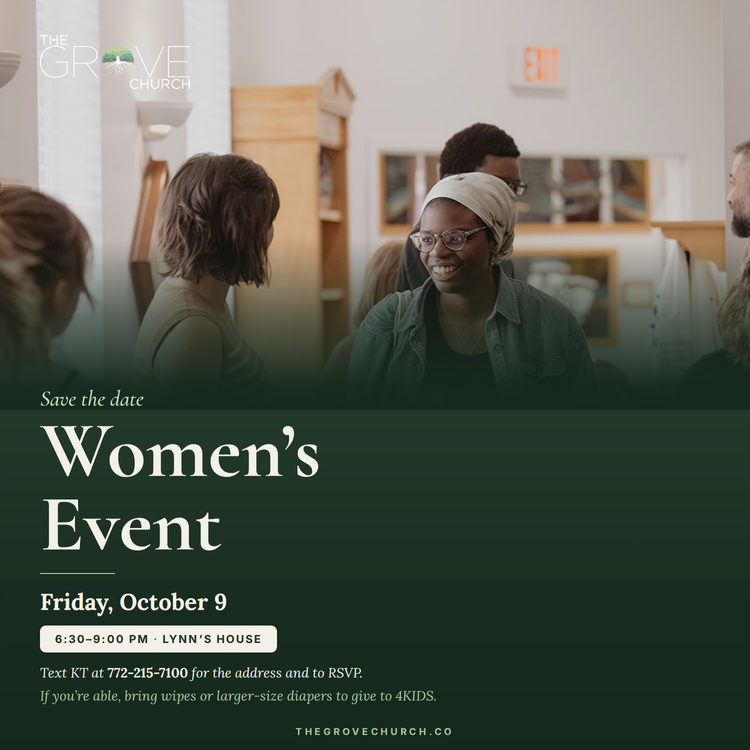 Women's Event flyer, Friday October 9, 6:30 to 9:00 PM at Lynn's house, text KT at 772-215-7100 for the address and to RSVP