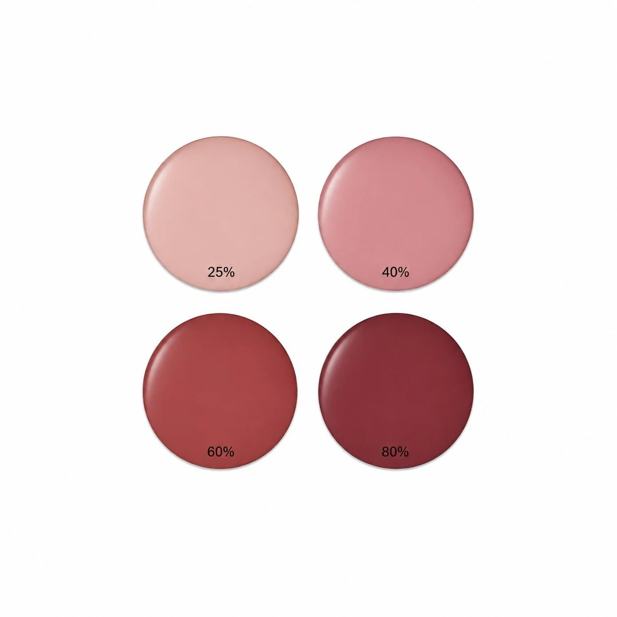 FL-41 lens tint comparison showing 25%, 40%, 60% and 80% rose filters