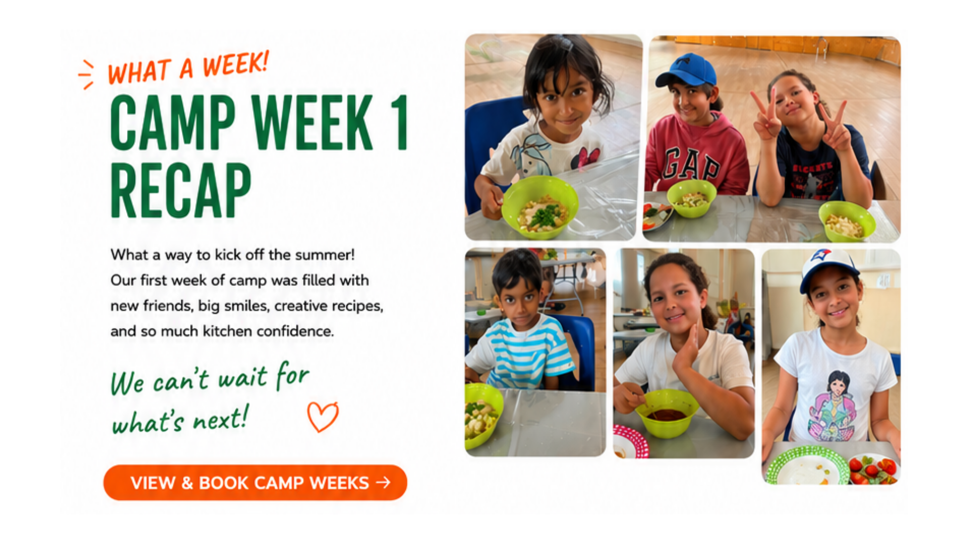 Kids enjoying Cooking Camp
