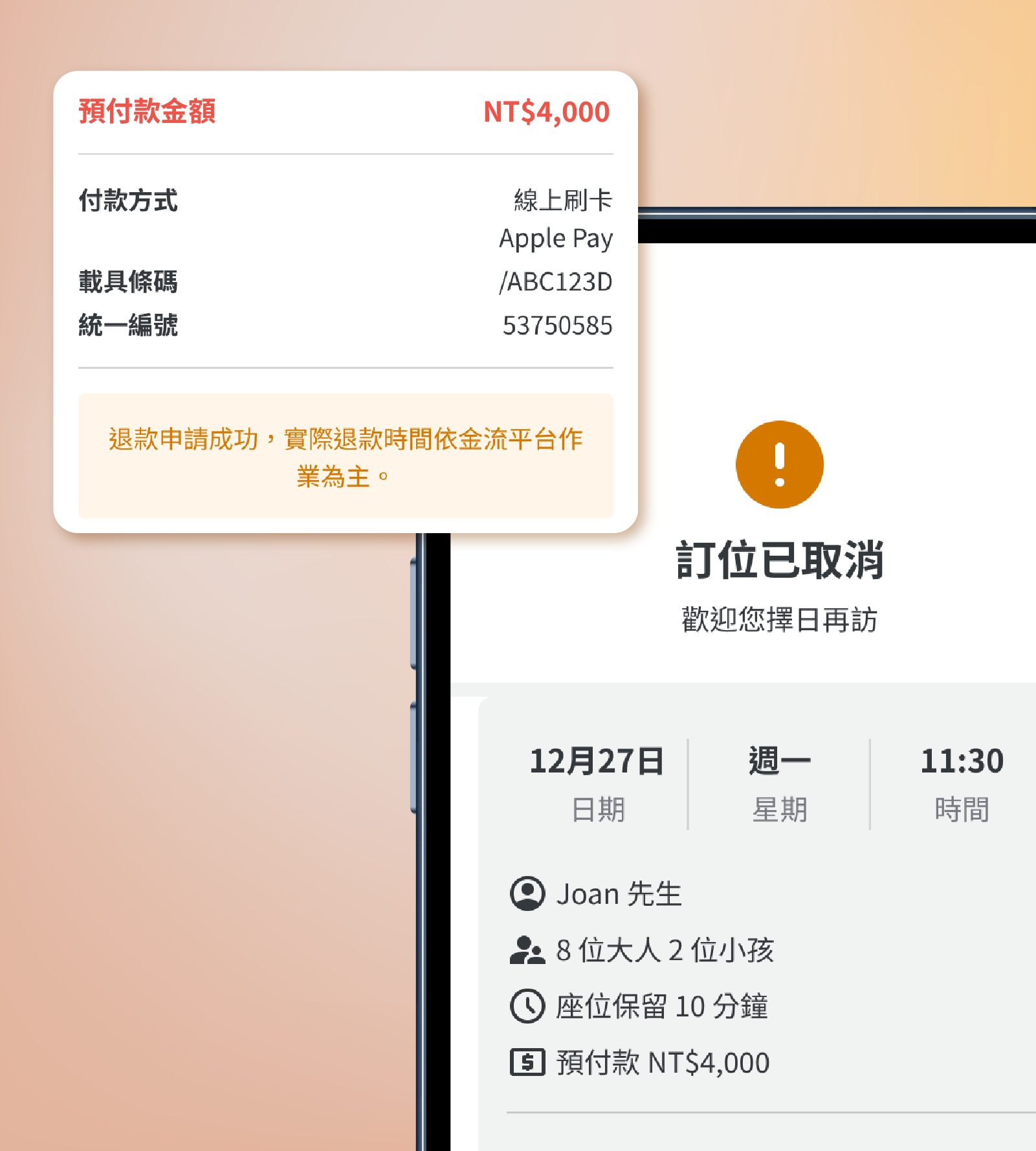 訂位自動化流程與出單整合示意