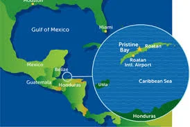 Roatan's location, western Caribbean Sea